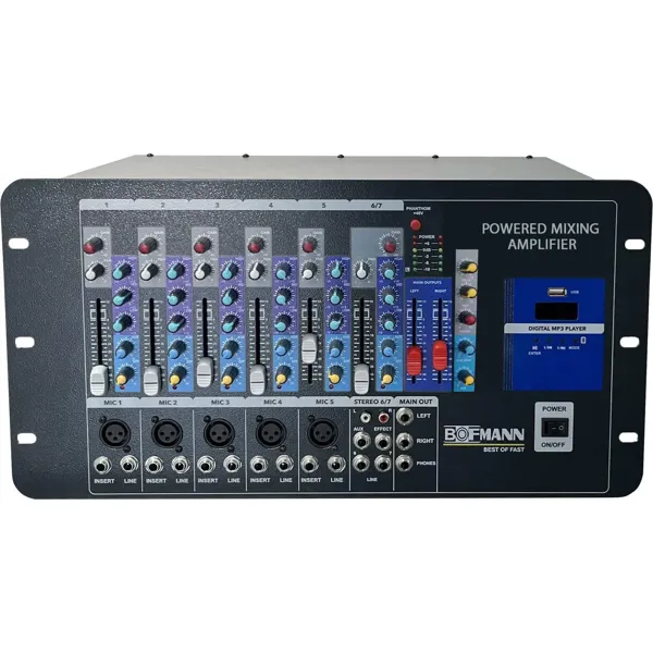 BOFMANN 7 KANAL 2X150W EKO'LU STEREO POWER KÜP MİKSER AMPLİFİKATÖR